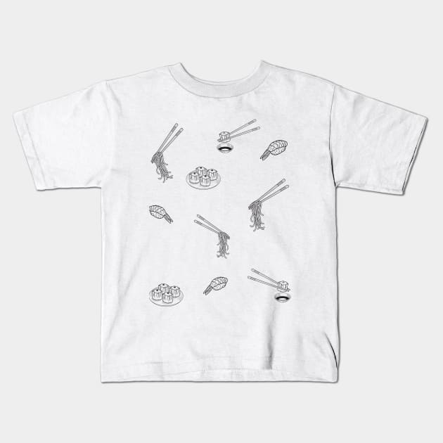 Japanese Foods Pattern Black Kids T-Shirt by yourstruly
